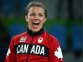 Canadian wrestler Erica Wiebe won gold in the women's 75-kg division at Rio 2016 on Aug. 17.