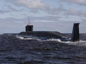 A 2009 file photo of the Russian nuclear submarine, Yuri Dolgoruky