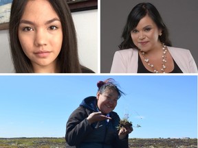 The winners of the 2016 Everyday Political Citizen award from Samara Canada, clockwise from top left: Kakeka Thundersky, Naomi Sayers and Ruth Kaviok.