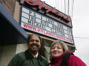 Moira and Ali Adlan, owners of the Hyland Cinema in London, Ontario, which was hacked over the weekend.