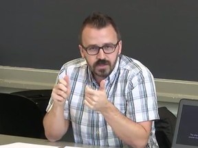 A screengrab from a Youtube recording of Professor George Ciccariello-Maher giving a lecture in April, 2016.