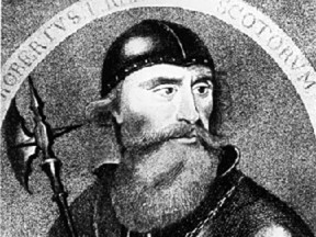 Robert the Bruce was crowned king of Scotland at age 20 in 1306 at Scone, Fifeshire by his sister the Countess of Buchan.