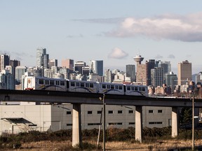 TransLink SkyTrain on the Millennium Line in Vancouver.