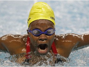 Adebayo Katiiti competes for Uganda at the 2016 International Gay and Lesbian Aquatics Championships in Edmonton on Aug. 11.