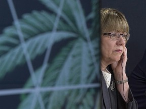 Leader of the Federal task force on marijuana Anne McLellan listens to a question during a news conference in Ottawa, Tuesday December 13, 2016.