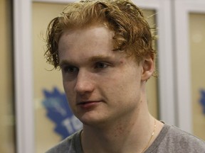 Toronto Maple Leafs prospect Carl Grundstrom attended the team's development camp in Toronto last july.