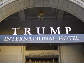 This Monday, Sept. 12, 2016, file photo, shows the exterior of the Trump International Hotel in downtown Washington.