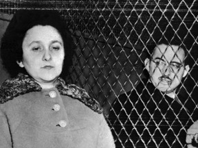 Julius and Ethel Rosenberg are seated in a police van in 1953 in New York shortly before their execution for espionage.