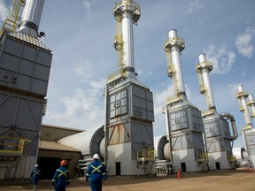 Giant natural gas fuelled steam generators at the Cenovus SAGD oilsands facility near Conklin, Alta., 120 kilometres south of Fort McMurray, Alta. on August 28, 2013.