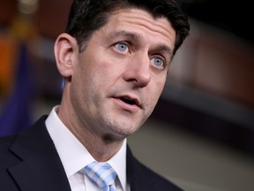 Speaker of the House Paul Ryan talks with reporters during his weekly news conference in the Capitol Visitors Center at the U.S. Capitol January 12, 2017