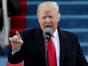 President Donald Trump delivers his inaugural address