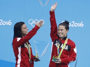 At 29, Roseline Filion (R) officially announced her retirement late on Jan. 22 as a two-time Olympic bronze medallist and three-time world championship medallist in the 10-metre synchro.