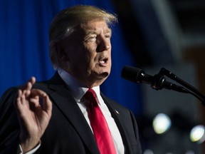 U.S. President Donald Trump speaking at the Department of Homeland Security on Jan. 25 2017.