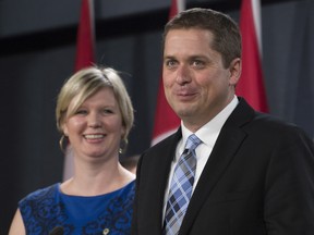 Conservative MP Andrew Scheer and his wife Jill Scheer at his leadership announcement on Sept. 28, 2016 in Ottawa.