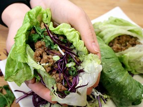 Asian-style pork in lettuce wraps are quick to make, perfect for a weeknight meal.