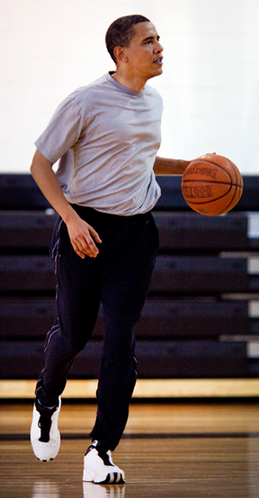 Obama shop wearing jordans