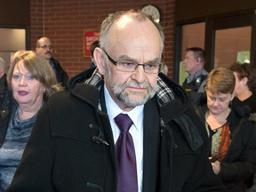 Brent Hawkes leaves provincial court after he was found not guilty of indecent assault and gross indecency, in Kentville, N.S. on Tuesday, Jan. 31, 2017.