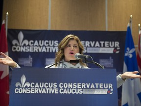 Conservative interim Leader Rona Ambrose speaks at the opening of a national caucus meeting in Quebec City on Thursday, January 26, 2017.
