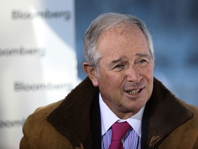 Stephen "Steve" Schwarzman, co-founder, chairman and chief executive officer of Blackstone Group LP, speaks during a Bloomberg Television interview at the World Economic Forum (WEF) in Davos, Switzerland, on Wednesday, Jan. 18, 2017. World leaders, influential executives, bankers and policy makers attend the 47th annual meeting of the World Economic Forum in Davos from Jan. 17 - 20. Photographer: Simon Dawson/Bloomberg ORG XMIT: 691872115