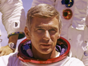 Eugene Cernan in a spacesuit before the  Apollo 17 mission.