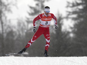 Alex Harvey of Canada skis during the men's pursuit race at the FIS Tour de Ski in Oberstdorf, Germany, Wednesday, Jan. 4, 2017.