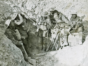 Canadians captured in trenches at Hill 70.