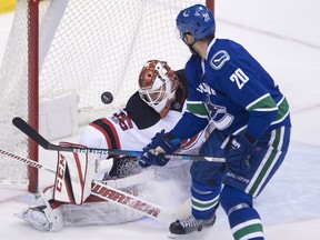 The Canucks nearly snapped a 1-1 deadlock earlier in the third period on a shorthanded effort when Brandon Sutter’s backhand move off a partial breakaway was turned away by Cory Schneider.