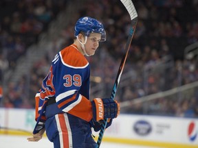 Edmonton Oilers forward Jesse Puljujarvi skates against the Anaheim Ducks in pre-season play on Oct. 4.