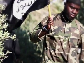 German militant Harry Sarfo in an undated Islamic State propaganda video. He has been charged in Germany with murder and war crimes.
