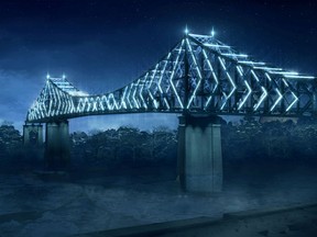 Work has already begun to install thousands of LED lights on Montreal's Jacques Cartier Bridge.