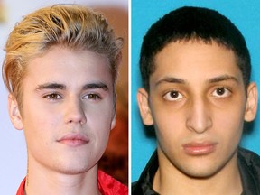 Bryan Asrary, right, allegedly posed as Justin Bieber on social media sites to extort nude photos from young fans.