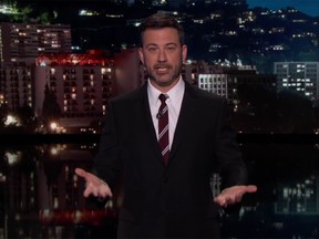 Jimmy Kimmel on the set of his late-night talk show.