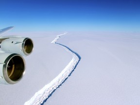 The rift in Antarctica's Larsen C ice sheet, seen from a NASA research aircraft in November, 2016.