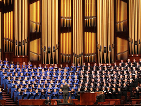 The Mormon Tabernacle Choir performs in Salt Lake City.