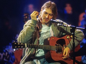 Kurt Cobain of Nirvana during the taping of MTV Unplugged at Sony Studios in New York City, 11/18/93.