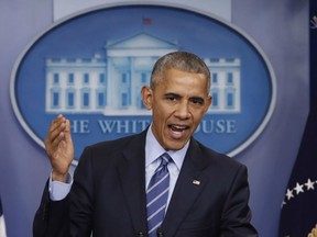 In this Dec. 16, 2016, file photo, President Barack Obama speaks during a news conference in the briefing room of the White House in Washington. Under mounting pressure to free convicts as a last act, Obama is planning at least one more batch of pardons and commutations before leaving office in two weeks. But don't expect many famous offenders to make the list.