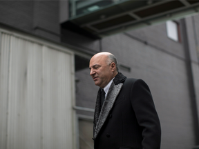Newly announced Federal Conservative leadership candidate Kevin O'Leary leaves a television studio following an interview in Toronto on Wednesday January 18, 2017.
