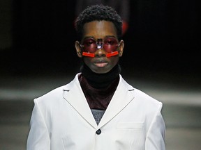 A model walks the runway during Kenzo's Fall 2017 menswear collection show, part of Paris Fashion Week on January 22, 2017 in Paris, France.