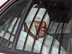 Markeith Loyd is transported from the Orlando Police headquarters to Orlando Regional Medical Center after being captured earlier in the evening in Orlando, Fla., Tuesday, Jan. 17, 2017.