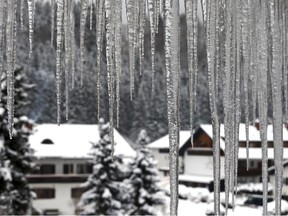 Icicles hang from a roof of a house in Oberstdorf, southern Germany, Sunday Jan. 8, 2017