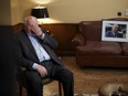 In this photo taken Friday, Dec. 9, 2016 former Soviet President Mikhail Gorbachev reacts during his interview to the Associated Press at his foundation's headquarters in Moscow, Russia. Gorbachev said the West has wasted a chance to build a safer world after the Cold War while the U.S. has gloated at the Soviet Union's demise.