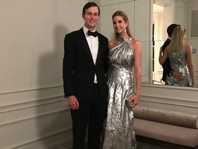 Ivanka Trump posted this swanky photo of her and her husband just after midngiht Sunday morning, sparking outrage amid the chaos surrounding her father's immigration ban.