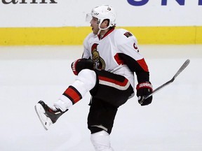 Ottawa Senators forward Bobby Ryan celebrates scoring against the Chicago Blackhawks on Dec. 20.
