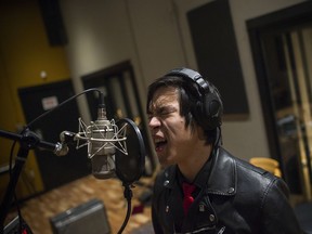 Ken Shima of the band The Slants warms up during a recording session in Eugene, Ore., in December 2016. The band is challenging the Patent Office's decision to reject a trademark for their name, arguing that the government cannot make the decision on what kind of speech is disparaging. MUST CREDIT: Photo for The Washington Post by Amanda Lucier
Amanda Lucier, For The Washington Post