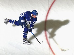 Toronto Maple Leafs forward Auston Matthews skates in warm-ups before facing the New Jersey Devils on Jan. 6.