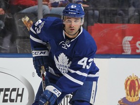 Toronto Maple Leafs forward Nazem Kadri skates with the puck against the New York Rangers on Jan. 19.