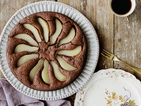 "It’s a very forgiving cake, so it’s one of the ones I really like to make. It’s so easy to whip up," Davies says of her Torta di Pera e Cioccolato.