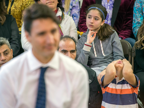 Listening to Justin Trudeau seemed to be a bit much for one boy to handle on Tuesday in Fredericton. But his father said the 10-year-old was in fact fed up with his two-year-old brother.