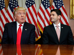 President Donald Trump and House Speaker Paul Ryan. Will Trump's rhetoric actually define the policy that gets made in the halls of Congress, where a more Reaganite conservatism still theoretically holds sway?