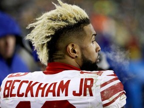 New York Giants receiver Odell Beckham Jr. stands on the sideline during his team's loss to the Green Bay Packers on Jan. 8.